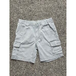 Roundtree & Yorke Casuals Mens Gray Cotton Elastic Waist Cargo Shorts Size 32